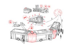 From a modular system to the world’s first double-articulated trolleybus: Carosserie HESS’ innovations continue to impress. Illustration: Oculus