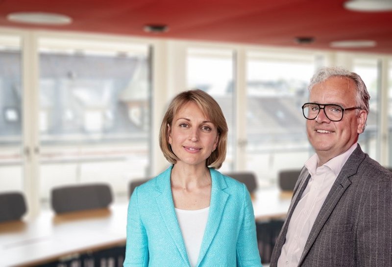 Vira Tsymbalyuk (SERV) und Alexander Otten (Atradius DSB)